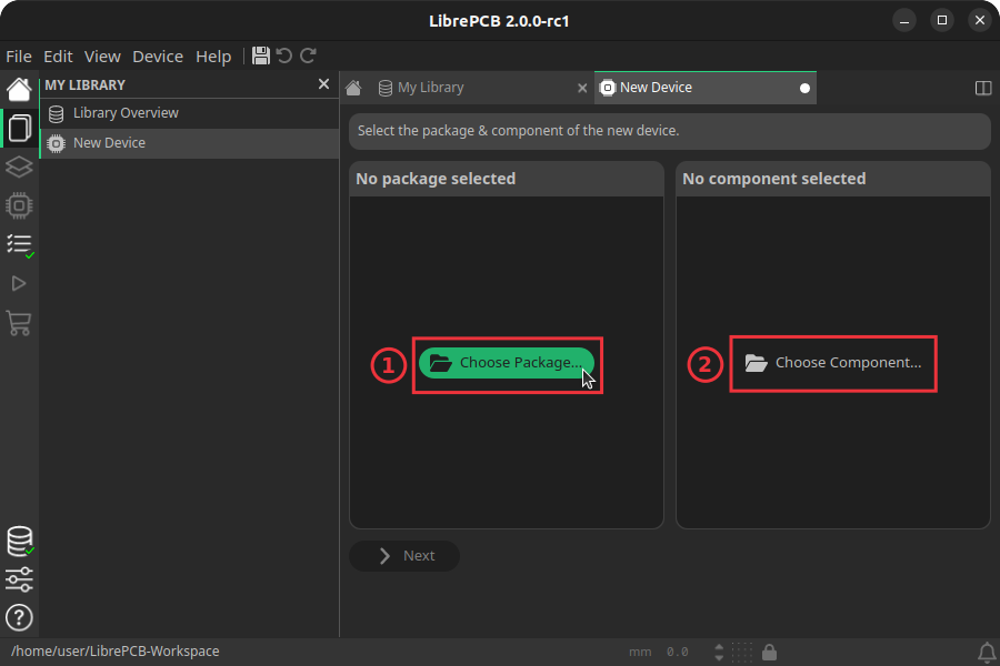 Choose Package and Component
