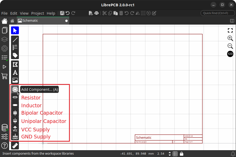 Add Component Toolbar
