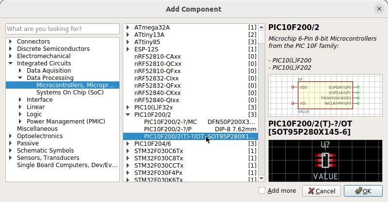 Add component dialog